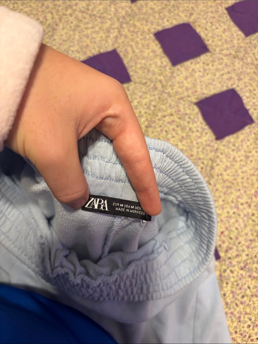 Zara Light blue Elastic Waist sweat Shorts - Picture 3 of 3